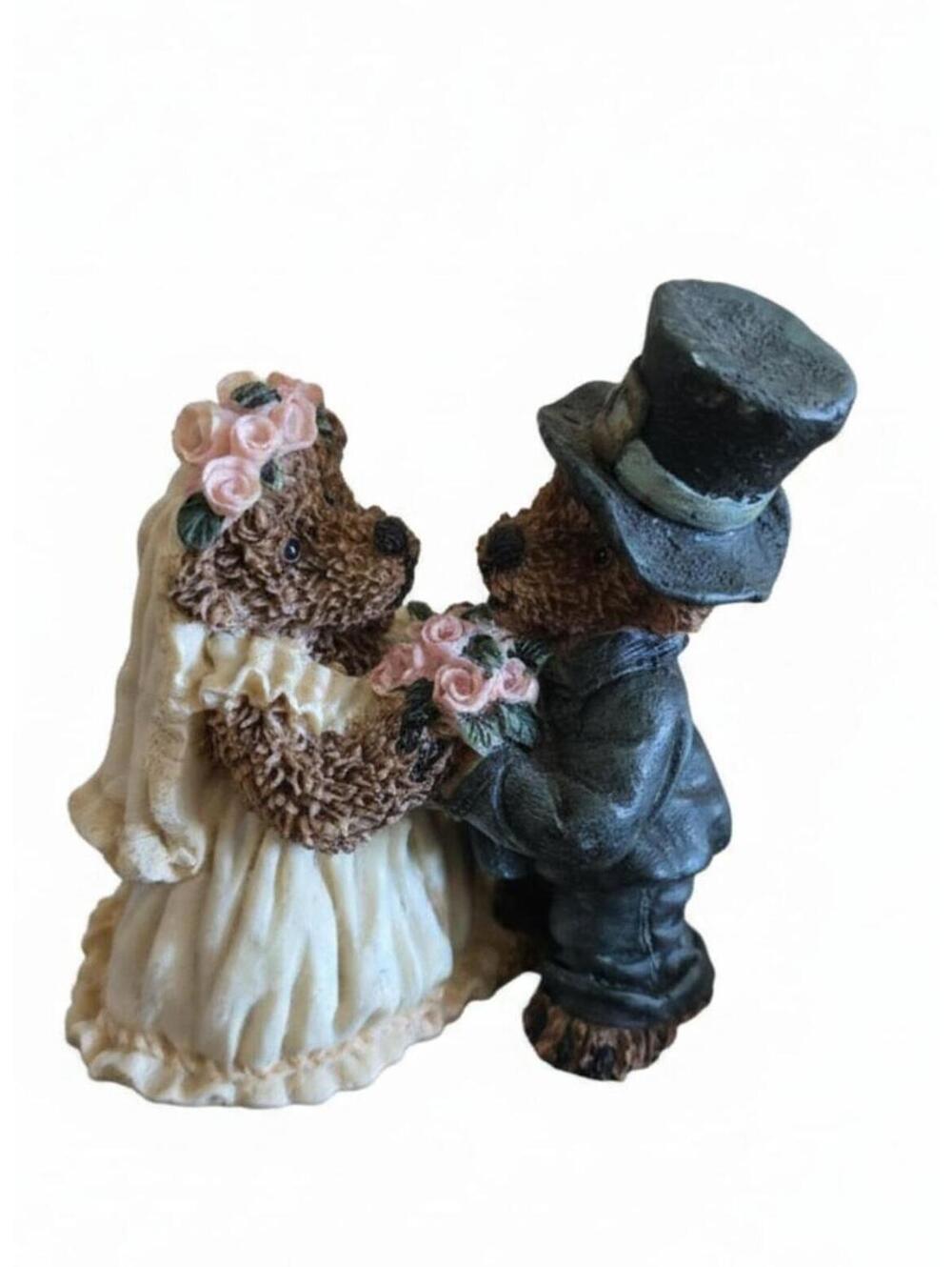 Vintage K's Collection Resin Bride & Groom Bears Figurine